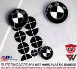 Black & White Gloss Badge Emblem Overlay FOR BMW Sticker Vinyl 2 Quadrants covered in each colour FITS YOUR BMW'S Hood Trunk Rims Steering Wheel