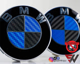 Black & Blue Carbon Badge Emblem Overlay FOR BMW Sticker Vinyl 2 Quadrants covered in each colour FITS YOUR BMW'S Hood Trunk Rims Steering Wheel