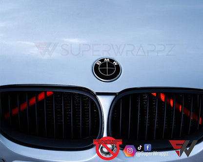 Full Black Gloss V1 BMW Badge Overlay — Compatible with E/F Series | SuperWrappz