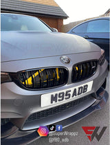 Black & Dark Grey Carbon Badge Emblem Overlay FOR BMW Sticker Vinyl 2 Quadrants covered in each colour FITS YOUR BMW'S Hood Trunk Rims Steering Wheel