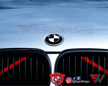 Black & White Gloss V1 BMW Badge Overlay — Compatible with E/F Series | SuperWrappz