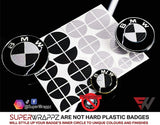 Black & Silver Carbon Badge Emblem Overlay FOR BMW Sticker Vinyl 2 Quadrants covered in each colour FITS YOUR BMW'S Hood Trunk Rims Steering Wheel
