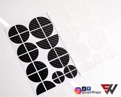 Black & White Carbon V1 BMW Badge Overlay — Compatible with E/F Series | SuperWrappz