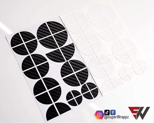 Black & White Carbon V1 BMW Badge Overlay — Compatible with E/F Series | SuperWrappz