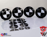 V2 Black & White Gloss Badge Emblem Overlay VERSION 2 FOR F40, G20, G30 BMWs from 2017 TO NOW ETC. Sticker Vinyl FITS YOUR BMW'S Hood Trunk Rims Steering Wheel