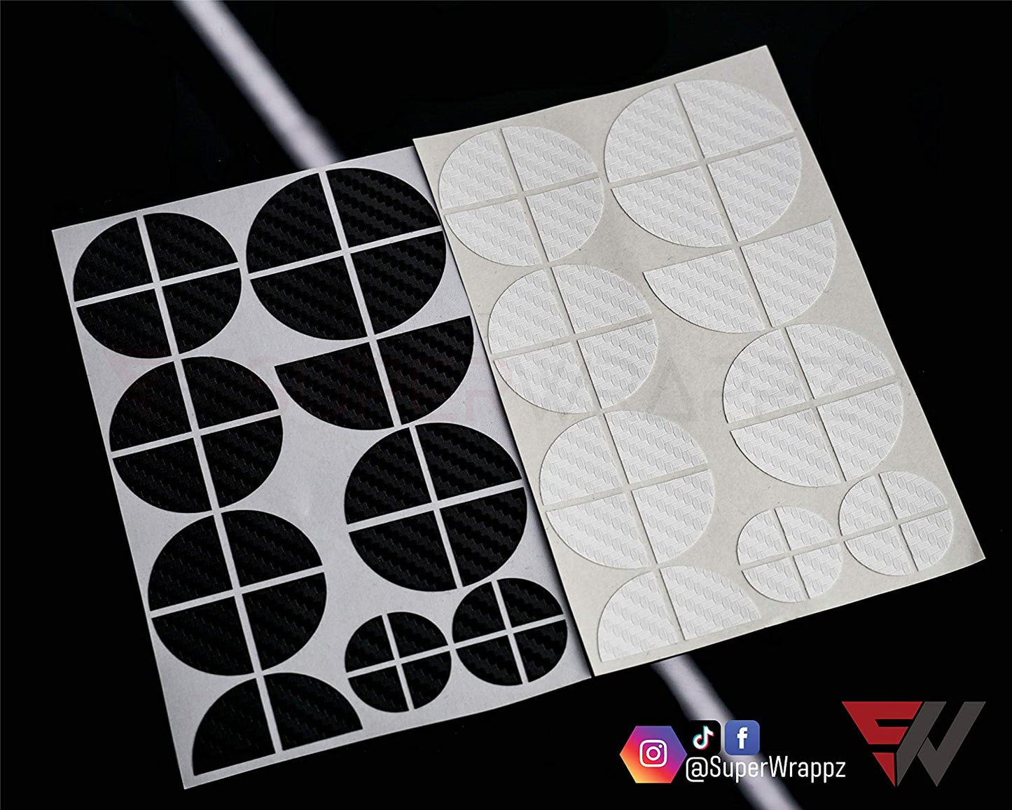 Black & White Carbon V1 BMW Badge Overlay — Compatible with E/F Series | SuperWrappz