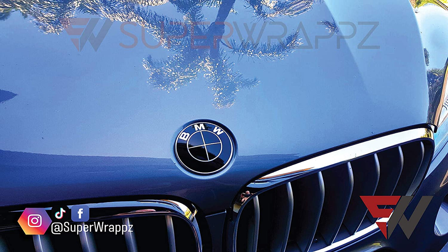 Full Black Gloss V1 BMW Badge Overlay — Compatible with E/F Series | SuperWrappz