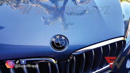 Full Black Gloss V1 BMW Badge Overlay — Compatible with E/F Series | SuperWrappz