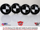 V2 HALF BLACK GLOSS Badge Emblem Overlay VERSION 2 FOR F40, G20, G30 BMWs from 2017 TO NOW ETC. Sticker VINYL FITS YOUR BMW'S HOOD TRUNK RIMS STEERING WHEEL