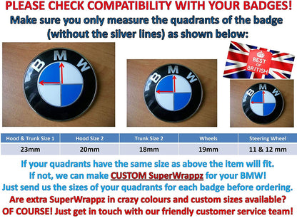 Black & White Gloss V1 BMW Badge Overlay — Compatible with E/F Series | SuperWrappz