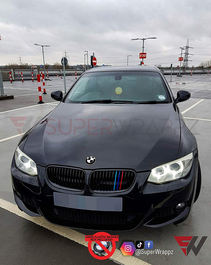 Black & White Gloss V1 BMW Badge Overlay — Compatible with E/F Series | SuperWrappz