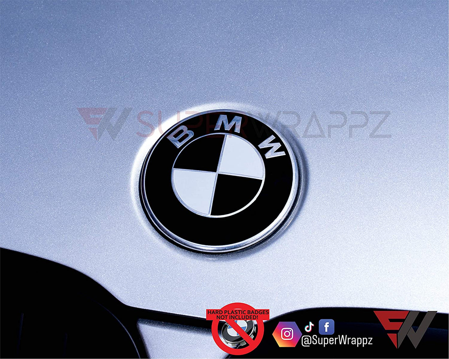 Black & White Gloss V2 BMW Badge Overlay — Compatible with F40/G20/G30 (2017+) | SuperWrappz