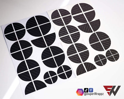 Black & Dark Grey Carbon V1 BMW Badge Overlay — Compatible with E/F Series | SuperWrappz