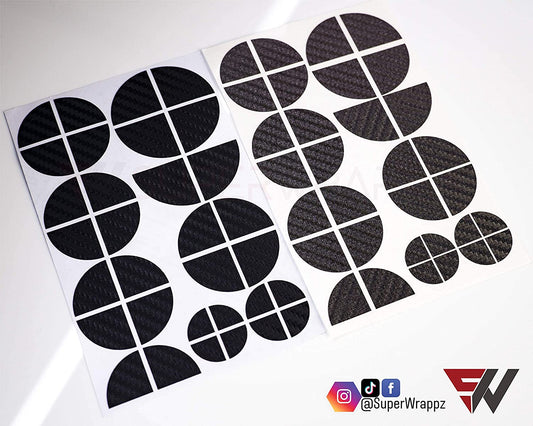 Black & Dark Grey Carbon V1 BMW Badge Overlay — Compatible with E/F Series | SuperWrappz