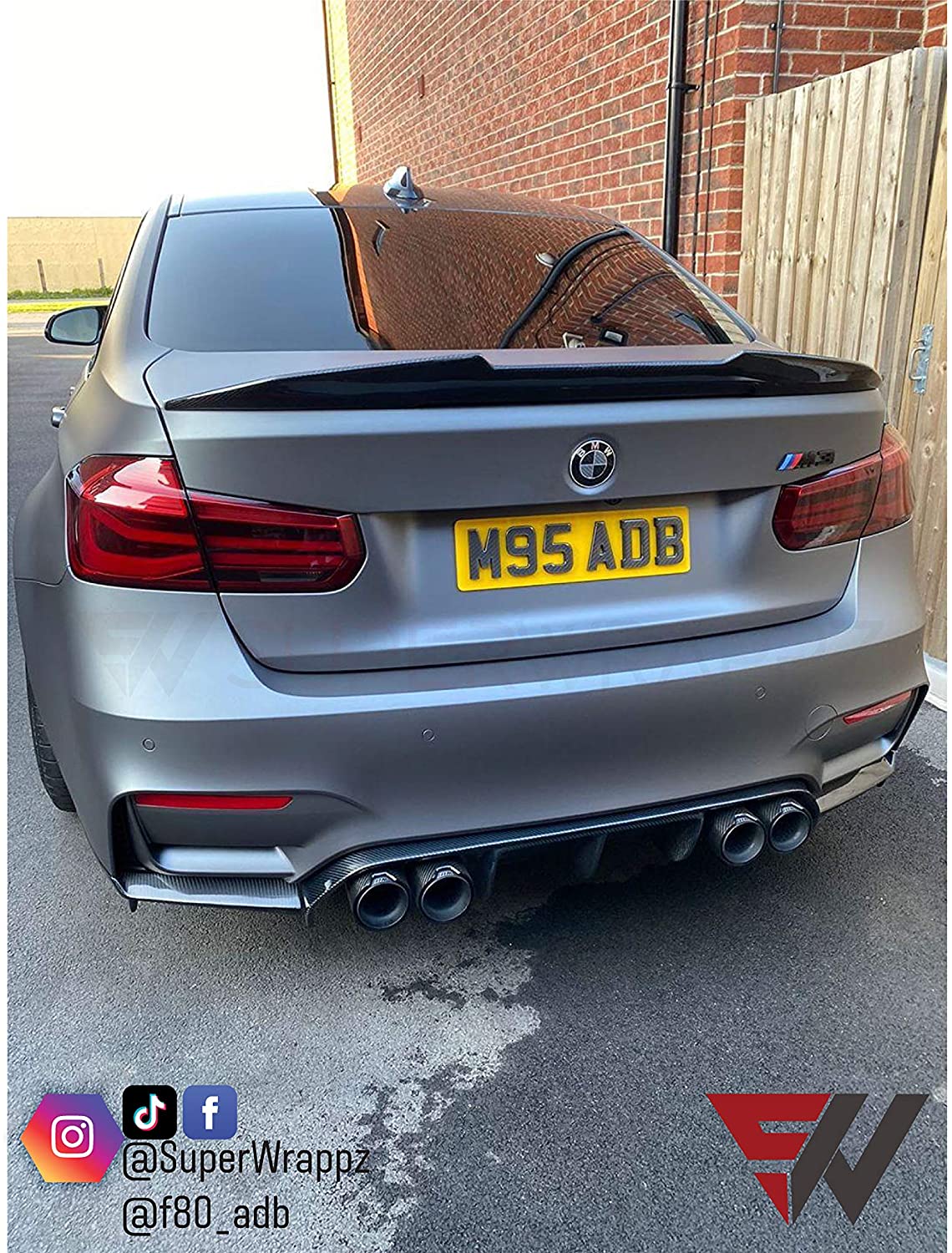 Black & Dark Grey Carbon V1 BMW Badge Overlay — Compatible with E/F Series | SuperWrappz