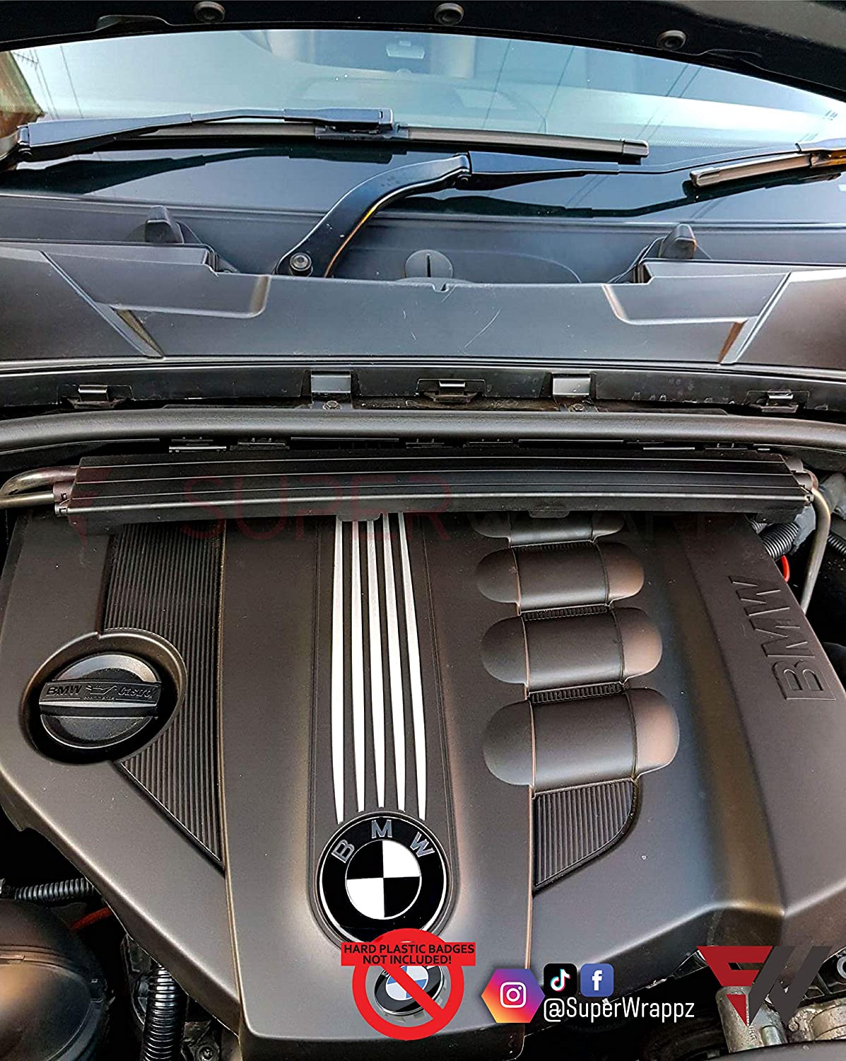 Half Black Gloss V1 BMW Badge Overlay — Compatible with E/F Series | SuperWrappz