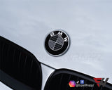 Black & Anthracite Carbon Badge Emblem Overlay FOR BMW Sticker Vinyl 2 Quadrants covered in each colour FITS YOUR BMW'S Hood Trunk Rims Steering Wheel