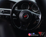 Black & Red Gloss Badge Emblem Overlay FOR BMW Sticker Vinyl 2 Quadrants covered in each colour FITS YOUR BMW'S Hood Trunk Rims Steering Wheel