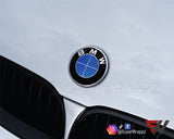 Full Blue Carbon Badge Emblem Overlay FOR BMW Sticker Vinyl 4 Quadrants covered FITS YOUR BMW'S Hood Trunk Rims Steering Wheel