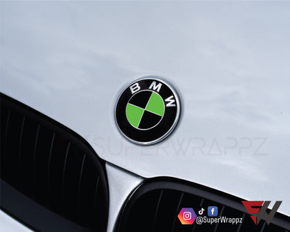 Black & Green Gloss V1 BMW Badge Overlay — Compatible with E/F Series | SuperWrappz