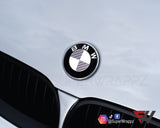 HALF SILVER CARBON Badge Emblem Overlay FOR BMW Sticker VINYL 2 QUADRANTS COVERED FITS YOUR BMW'S HOOD TRUNK RIMS STEERING WHEEL