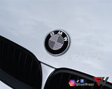 DARK GREY & SILVER Carbon Badge Emblem Overlay FOR BMW Sticker Vinyl 2 Quadrants covered in each colour FITS YOUR BMW'S Hood Trunk Rims Steering Wheel