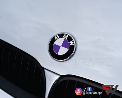White & Purple Gloss V1 BMW Badge Overlay — Compatible with E/F Series | SuperWrappz