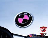 PINK & BLACK GLOSS Badge Emblem Overlay FOR BMW Sticker VINYL 4 QUADRANTS COVERED FITS YOUR BMW'S HOOD TRUNK RIMS STEERING WHEEL