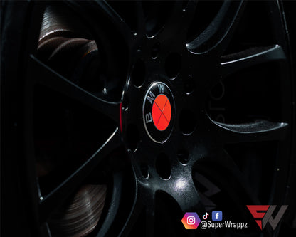 Full Red Fluorescent V1 BMW Badge Overlay — Compatible with E/F Series | SuperWrappz