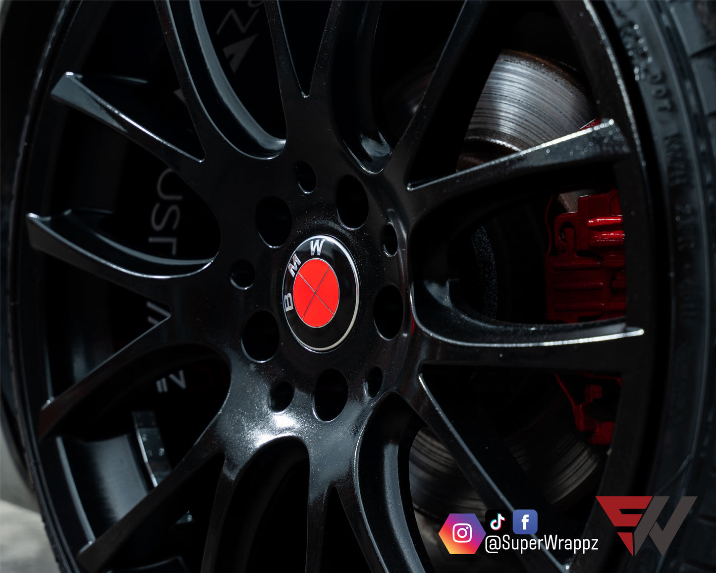 Full Red Fluorescent V1 BMW Badge Overlay — Compatible with E/F Series | SuperWrappz