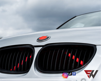 Full Red Fluorescent V1 BMW Badge Overlay — Compatible with E/F Series | SuperWrappz