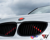 FULL RED FLUORESCENT Badge Emblem Overlay FOR BMW Sticker VINYL 4 QUADRANTS COVERED FITS YOUR BMW'S HOOD TRUNK RIMS STEERING WHEEL