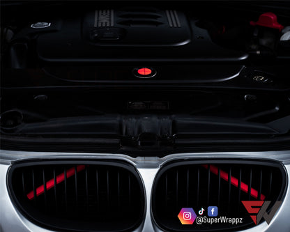 Full Red Fluorescent V1 BMW Badge Overlay — Compatible with E/F Series | SuperWrappz