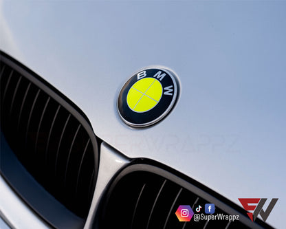 Full Green Fluorescent V1 BMW Badge Overlay — Compatible with E/F Series | SuperWrappz