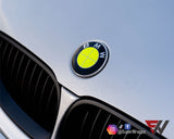 FULL GREEN FLUORESCENT Badge Emblem Overlay FOR BMW Sticker VINYL 4 QUADRANTS COVERED FITS YOUR BMW'S HOOD TRUNK RIMS STEERING WHEEL