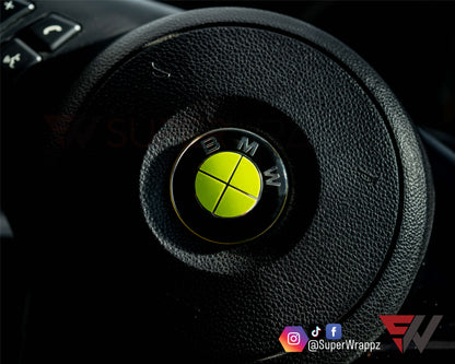 Full Green Fluorescent V1 BMW Badge Overlay — Compatible with E/F Series | SuperWrappz