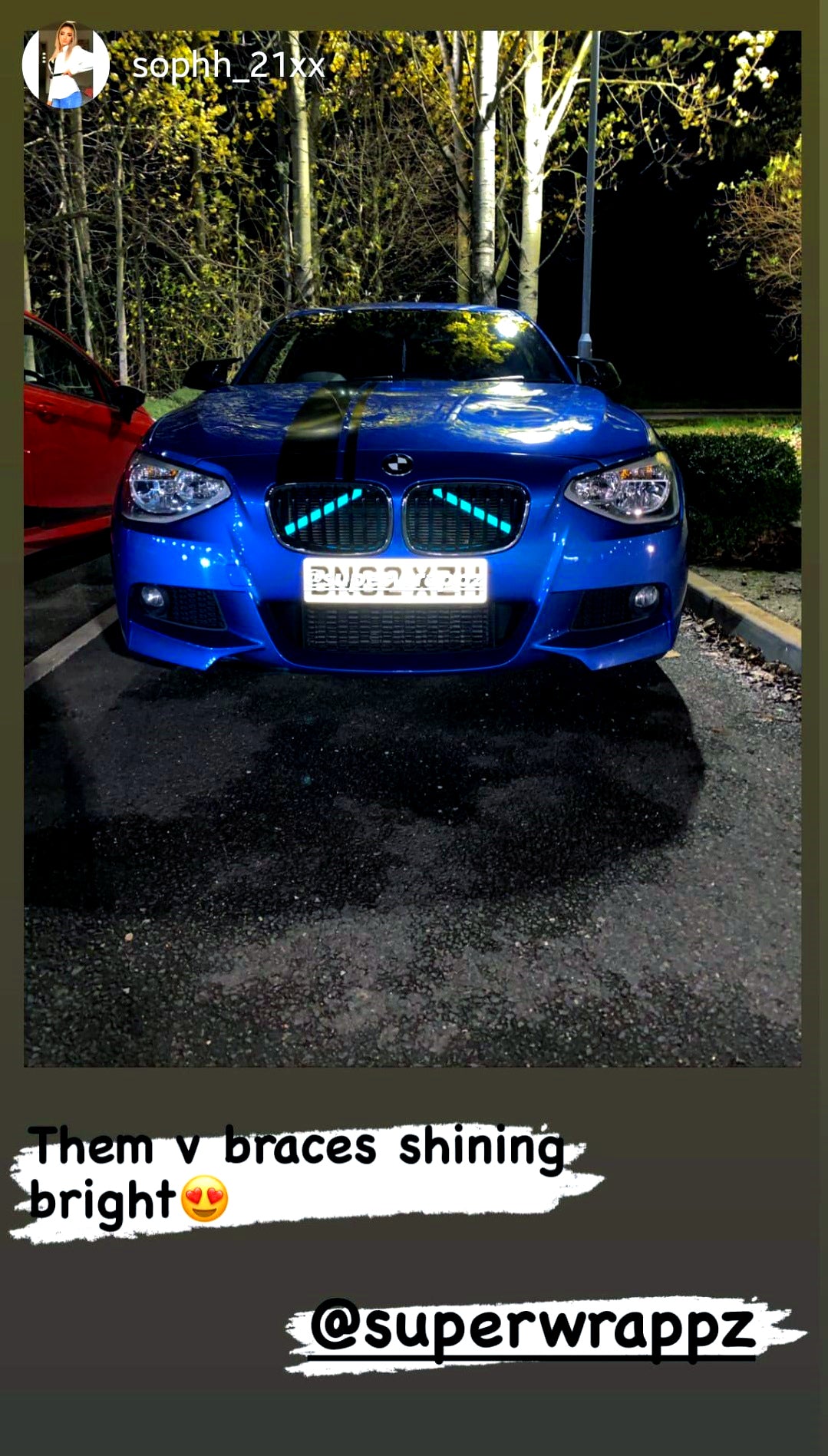 Blue Reflective V-Brace & Crash Bar Overlay — Compatible with BMW | SuperWrappz