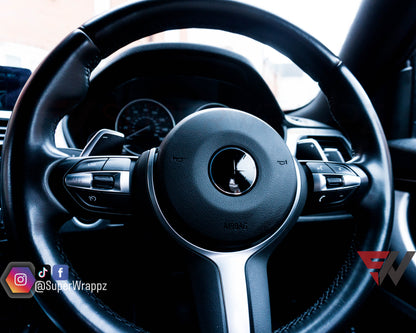 Black Gloss BMW Badge Tint Overlay — 9-Piece | V1 Compatible | E/F Series | SuperWrappz