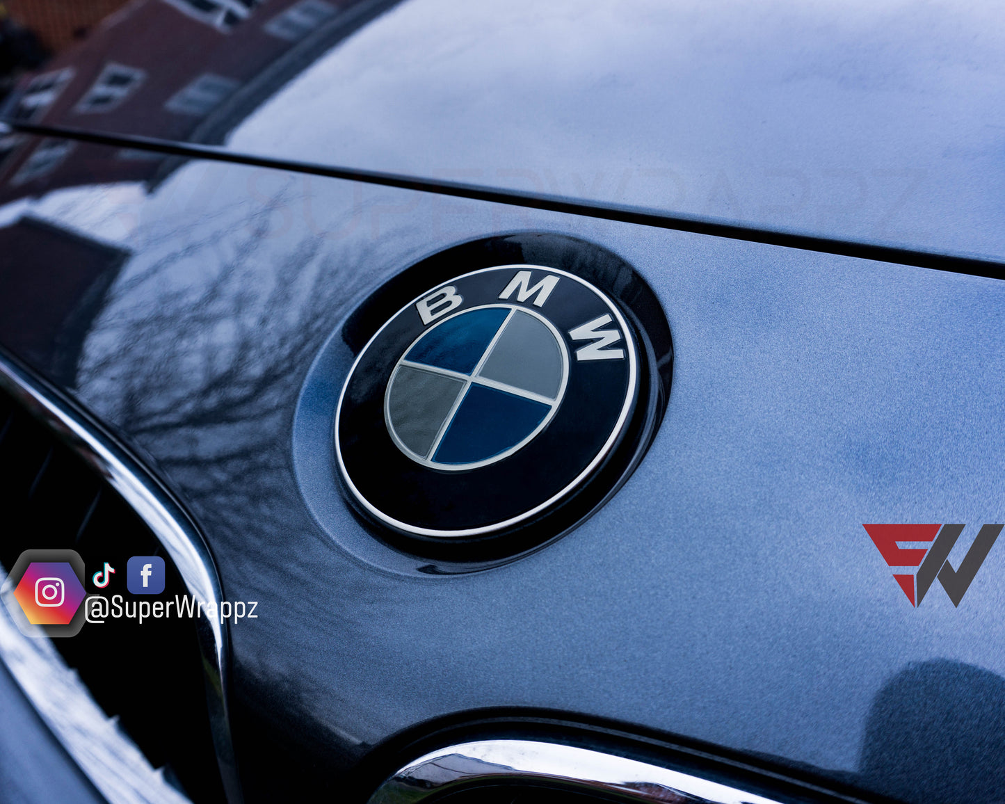 Light Smoke BMW Badge Tint Overlay — 9-Piece | V1 Compatible | E/F Series | SuperWrappz
