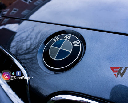 Light Smoke BMW Badge Tint Overlay — 9-Piece | V1 Compatible | E/F Series | SuperWrappz