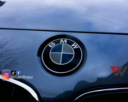 Light Smoke BMW Badge Tint Overlay — 9-Piece | V1 Compatible | E/F Series | SuperWrappz