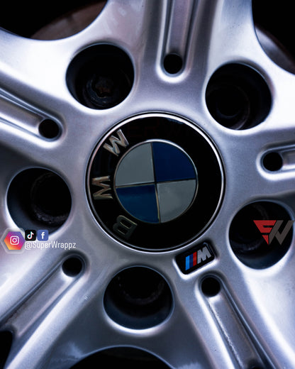 Light Smoke BMW Badge Tint Overlay — 9-Piece | V1 Compatible | E/F Series | SuperWrappz