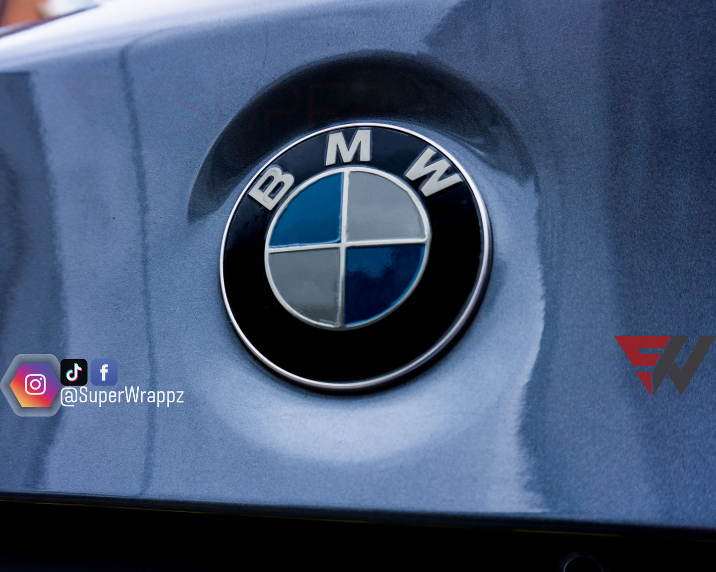 Light Smoke BMW Badge Tint Overlay — 2-Piece | V1 Compatible | E/F Series | SuperWrappz