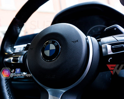 Light Smoke BMW Badge Tint Overlay — 9-Piece | V1 Compatible | E/F Series | SuperWrappz