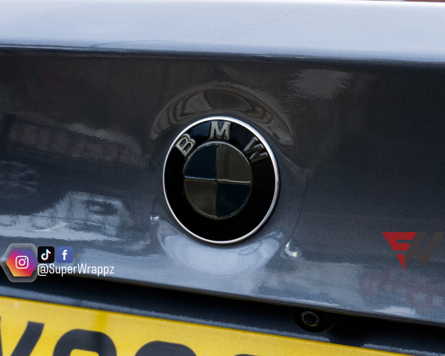 Dark Smoke BMW Badge Tint Overlay — 9-Piece | V1 Compatible | E/F Series | SuperWrappz