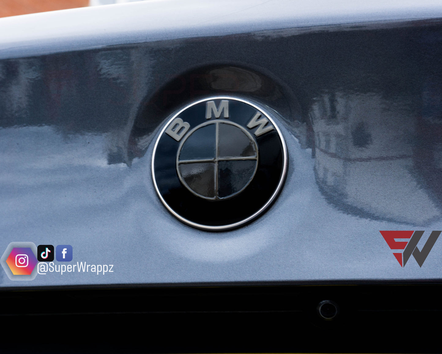 Dark Smoke BMW Badge Tint Overlay — 9-Piece | V1 Compatible | E/F Series | SuperWrappz