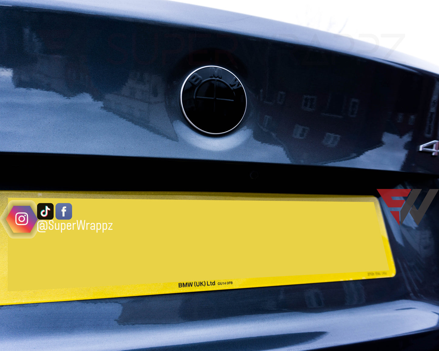 Black Gloss BMW Badge Tint Overlay — 9-Piece | V1 Compatible | E/F Series | SuperWrappz