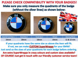 HALF BLUE CARBON Badge Emblem Overlay FOR BMW Sticker VINYL 2 QUADRANTS COVERED FITS YOUR BMW'S HOOD TRUNK RIMS STEERING WHEEL