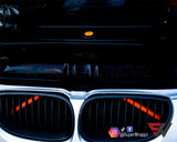 FULL ORANGE FLUORESCENT Badge Emblem Overlay FOR BMW Sticker VINYL 4 QUADRANTS COVERED FITS YOUR BMW'S HOOD TRUNK RIMS STEERING WHEEL