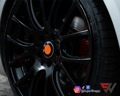 Full Orange Fluorescent V1 BMW Badge Overlay — Compatible with E/F Series | SuperWrappz